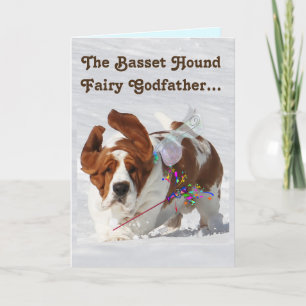"Basset Fairy Goddad" no Cartão de Aniversário Eng