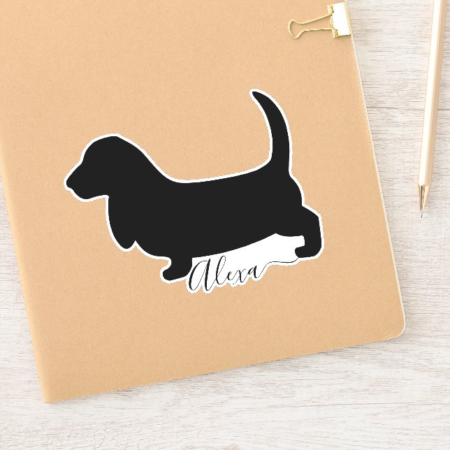 basset hound dog personalizou seu adesivo de nome (Notebook)