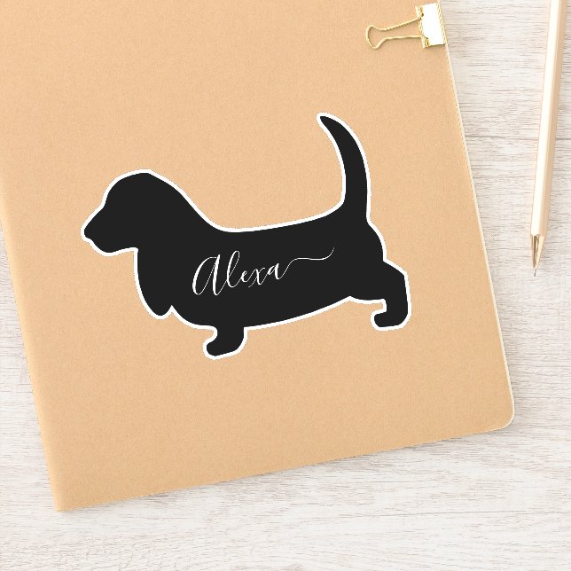 basset hound dog personalizou seu adesivo de nome (Notebook)