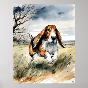 Basset Hound - Impressão de Arte Canina