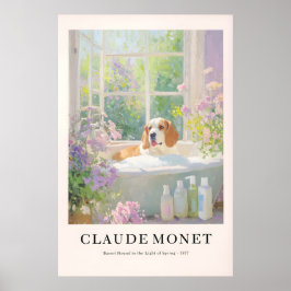 Basset Hound in Bathtub Poster Monet Style