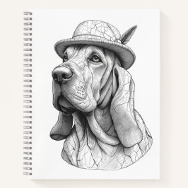 Basset Hound Marble Statue Antique Style Notebook