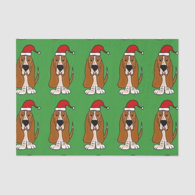 Basset Hound no lenço de papel do Natal do chapéu (Frente )