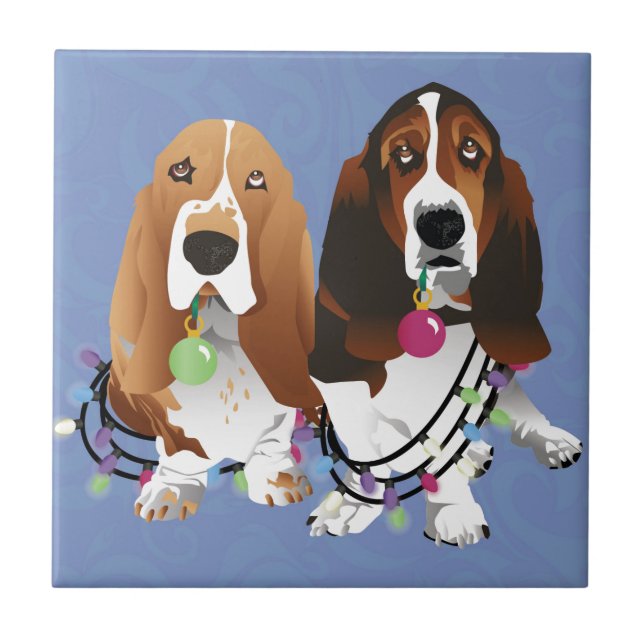 Basset Hound Peace Love Joy Design de Natal (Frente)