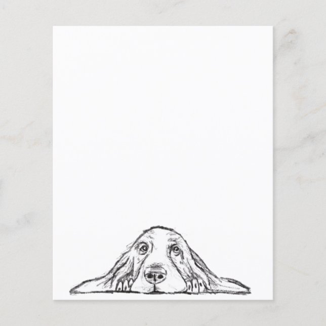 basset hound preto branco simples olhos de cachorr (Frente)