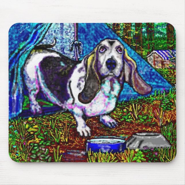 Basset Mousepad de acampamento (Frente)