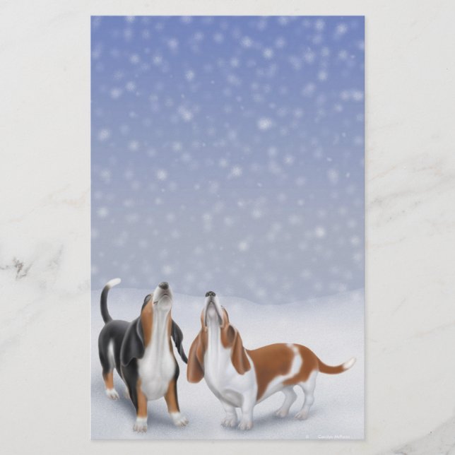 Bassets da neve do canto artigos de papelaria (Frente)