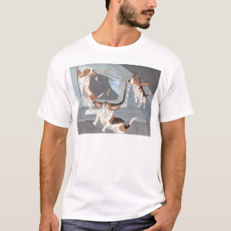 Bassets na camisa do vaivém espacial