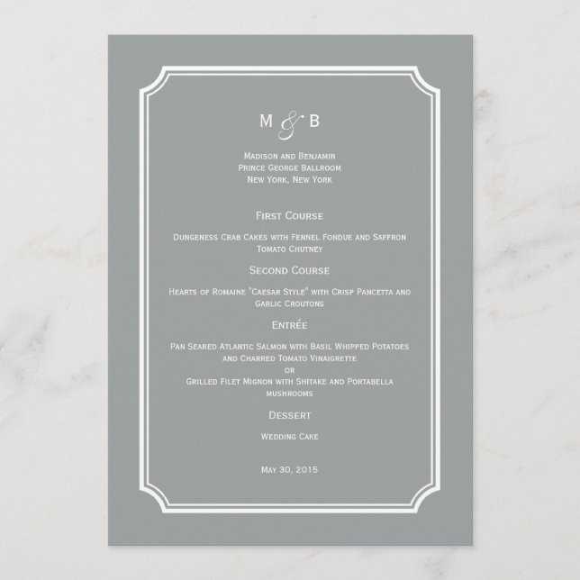 Basta Chic Wedding Menu Card (Frente)