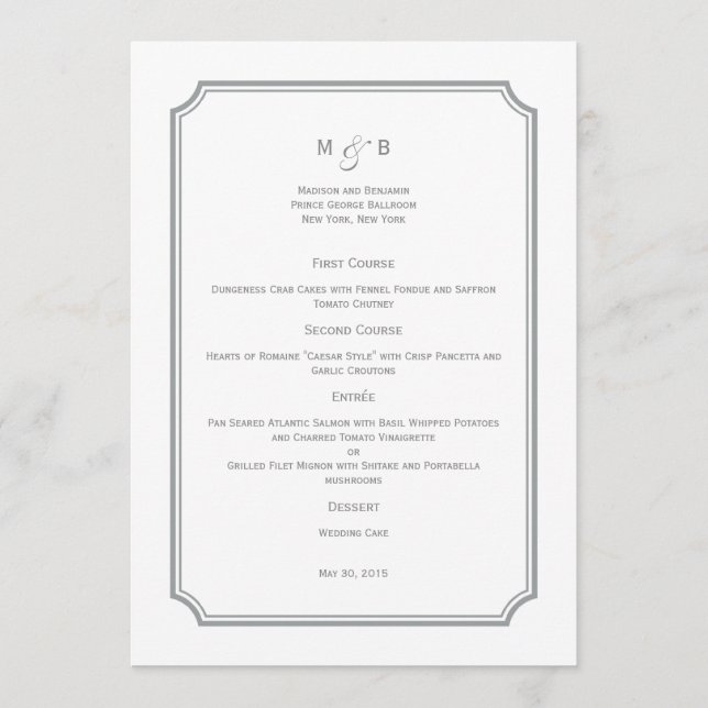 Basta Chic Wedding Menu Card (Frente)