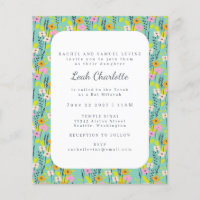 Bat Floral Verde Cor-de-Rosa Verde, Mitzvah