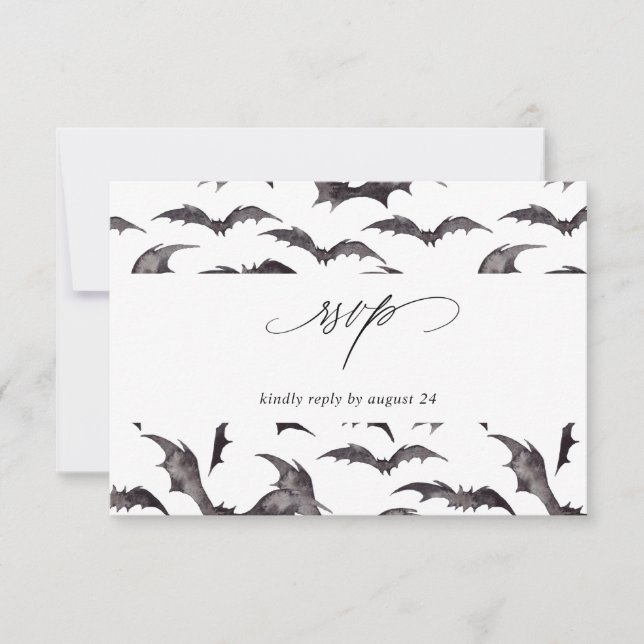 Bat Halloween Party w RSVP White (Frente)