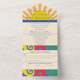 Bat Mitzvah, Bar BM, tudo em uma espiral de convit