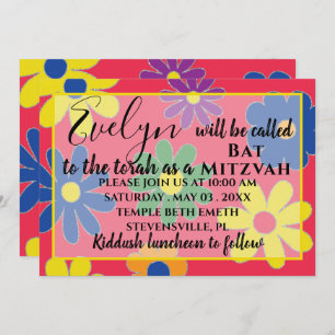 Bat Mitzvah Bar Mitzvah Groovy Flower Convite