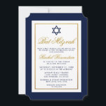 Bat Mitzvah Convite Azul e Dourado<br><div class="desc">Bat Mitzvah Blue e Dourado Cartão de Convite</div>