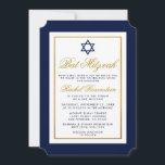 Bat Mitzvah Convite Azul e Dourado<br><div class="desc">Bat Mitzvah Blue e Dourado Cartão de Convite</div>