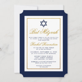 Bat Mitzvah Convite Azul e Dourado