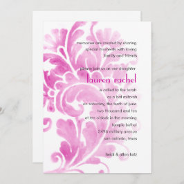 Bat Mitzvah Convite Pluma Rosa