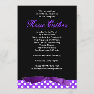 Bat Mitzvah Convite Rosie Arco Roxo Preto