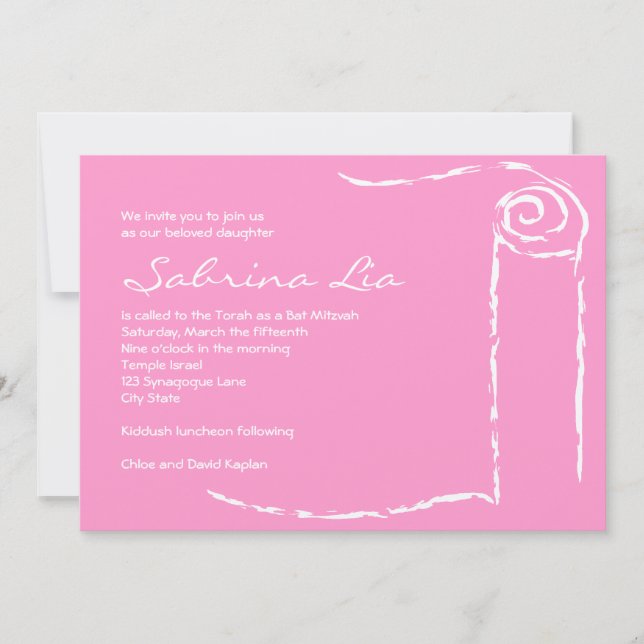 Bat Mitzvah Convite Torah Scroll Judeu F9C (Frente)