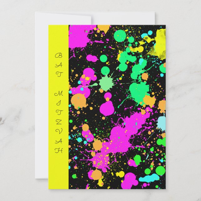 Bat Mitzvah, Doce Dezesseis, Neon, Convite Persona (Frente)