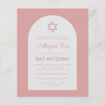 Bat Mitzvah Dusty Rosa Arch Orçamento Rosa Convite