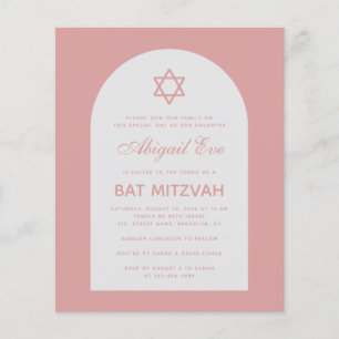 Bat Mitzvah Dusty Rosa Arch Orçamento Rosa Convite