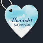 BAT MITZVAh favorita etiqueta aqua azul moderna<br><div class="desc">pelo kat massard >> https://linktr.ee/simplysweetpaperie <<< Uma marca em forma de coração fofo é perfeita para as etiquetas favoritas do seu evento especial.</div>