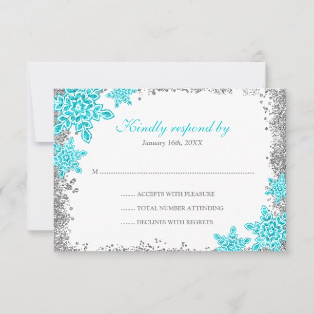Bat Mitzvah Glam Winter Wonderland Teal RSVP (Frente)