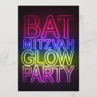Bat Mitzvah GLOW FESTA Convite de Aniversário