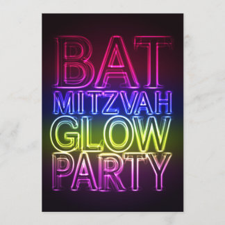 Bat Mitzvah GLOW FESTA Convite de Aniversário
