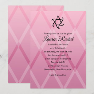 Bat Mitzvah Harlequin Convite Rosa