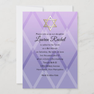 Bat Mitzvah Harlequin Lavanda Roxa Convite