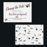 Bat Mitzvah muda o cartão de data<br><div class="desc">Alterações inesperadas de data podem ocorrer. Mande aos seus convidados um rosa de jardim teal,  Bat Mitzvah Mude o Cartão de Data. Estes cartões de eventos adiados parecem encantadores com o chá,  o vinho,  o tmitzvah floral vermelho.</div>