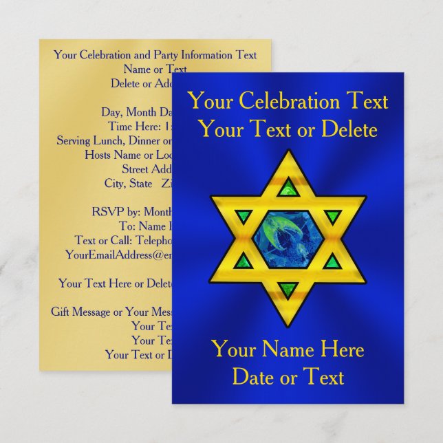 Bat Mitzvah Personalizado, Bar Mitzvah Convites (Frente/Verso)