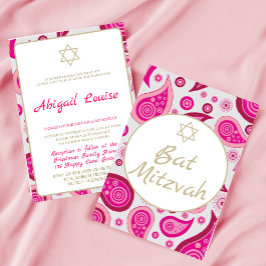 Bat Mitzvah Pink Star do Convite Moderno David