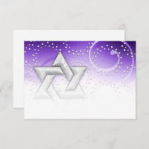 Bat Mitzvah Purple Shimmer Star de David RSVP Card