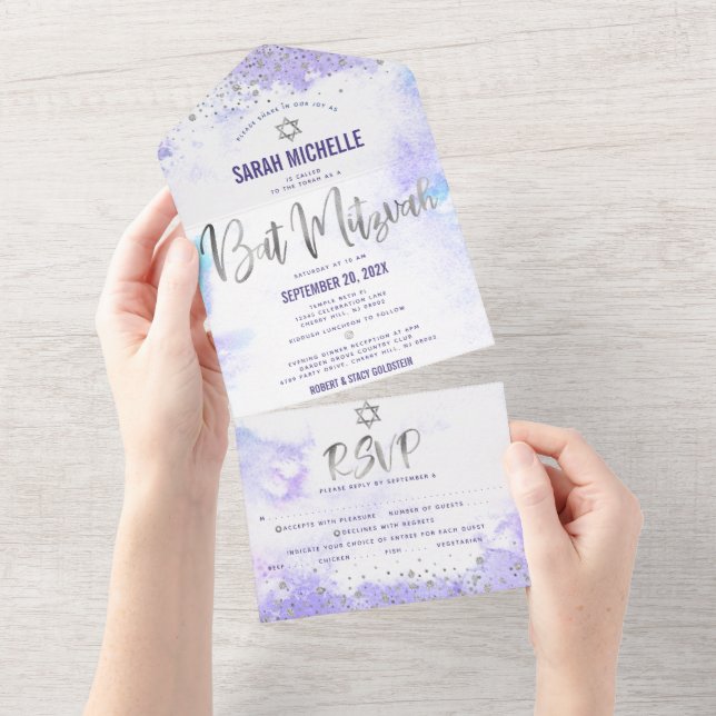 Bat Mitzvah Purple Watercolor (Tearaway)