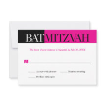 Bat Mitzvah Reply RSVP do Bloco Fúcsia Preto