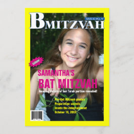 Bat Mitzvah Revista Convite Rosa Amarelo