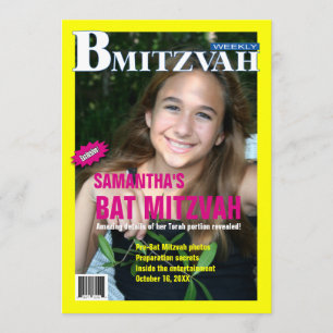 Bat Mitzvah Revista Convite Rosa Amarelo