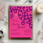Bat Mitzvah Scroll Padrão Roxo Convite<br><div class="desc">Conjuntos de convites para o bar Mitzvah e Bat Mitzvah desenhados por Umua. Impresso e enviado pela Zazzle ou seus parceiros.</div>