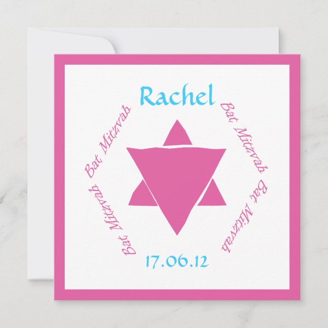 Bat Mitzvah Star convite de David, personalizado (Frente)