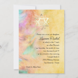 Bat Mitzvah Yellow Tie Dye Design Convite