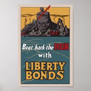 Bata para trás o poster da propaganda do huno WW1