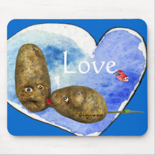 Batatas engraçadas no coração Mousepads do amor