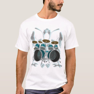 Bateria & Arte Tribal (verde) - Camiseta Branca