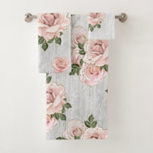 Bath Toalha Ajuste Rosas Rústicos de Esmagamento e
