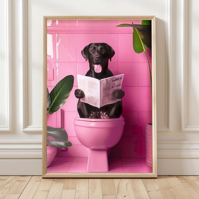 Bathroom Black Labrador Print Funny Posters Dog on (Criador carregado)