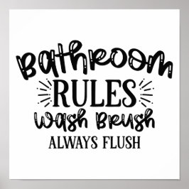 Bathroom Rules Wall Art Engraçado Sayings Poster